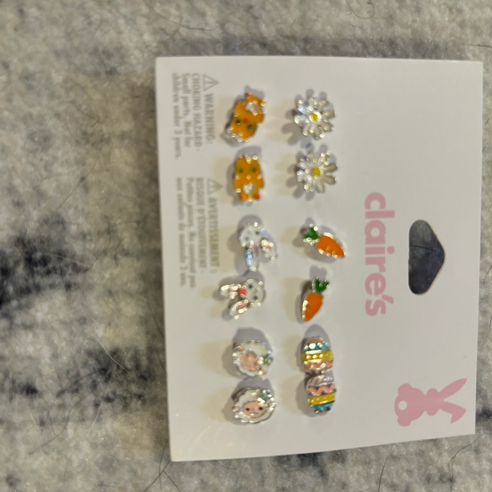 Claire's Silver and Orange Kids Earrings Set